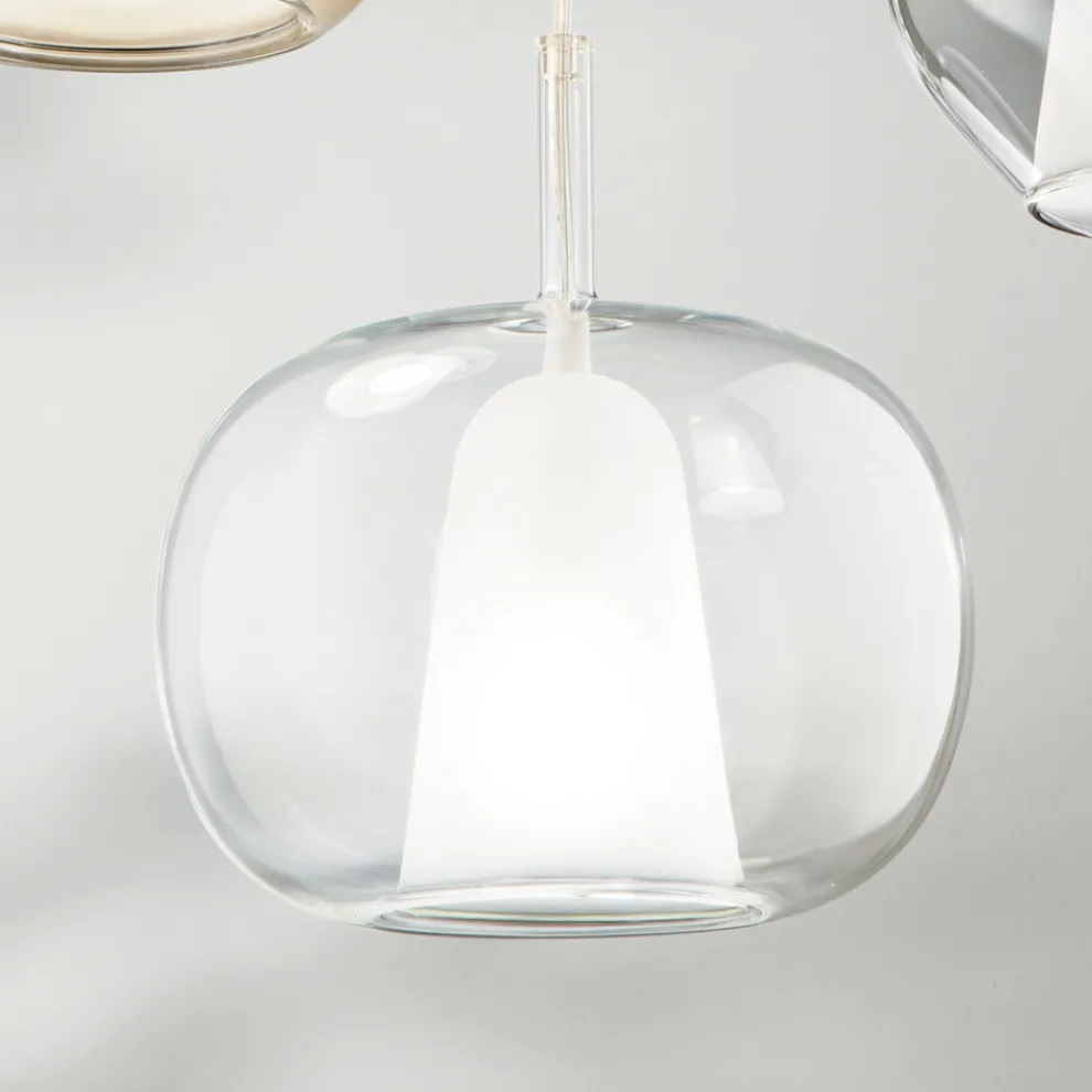 Doppelschichtige Pendelleuchte aus mundgeblasenem Glas Made in Italy - Trilly