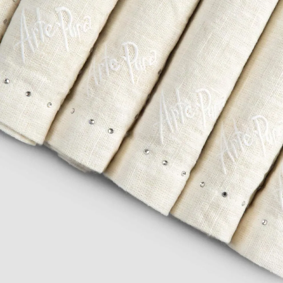 Leinenservietten mit schwarzen oder Butterkristallen, 6 Stück italienischer Luxus - kostbar