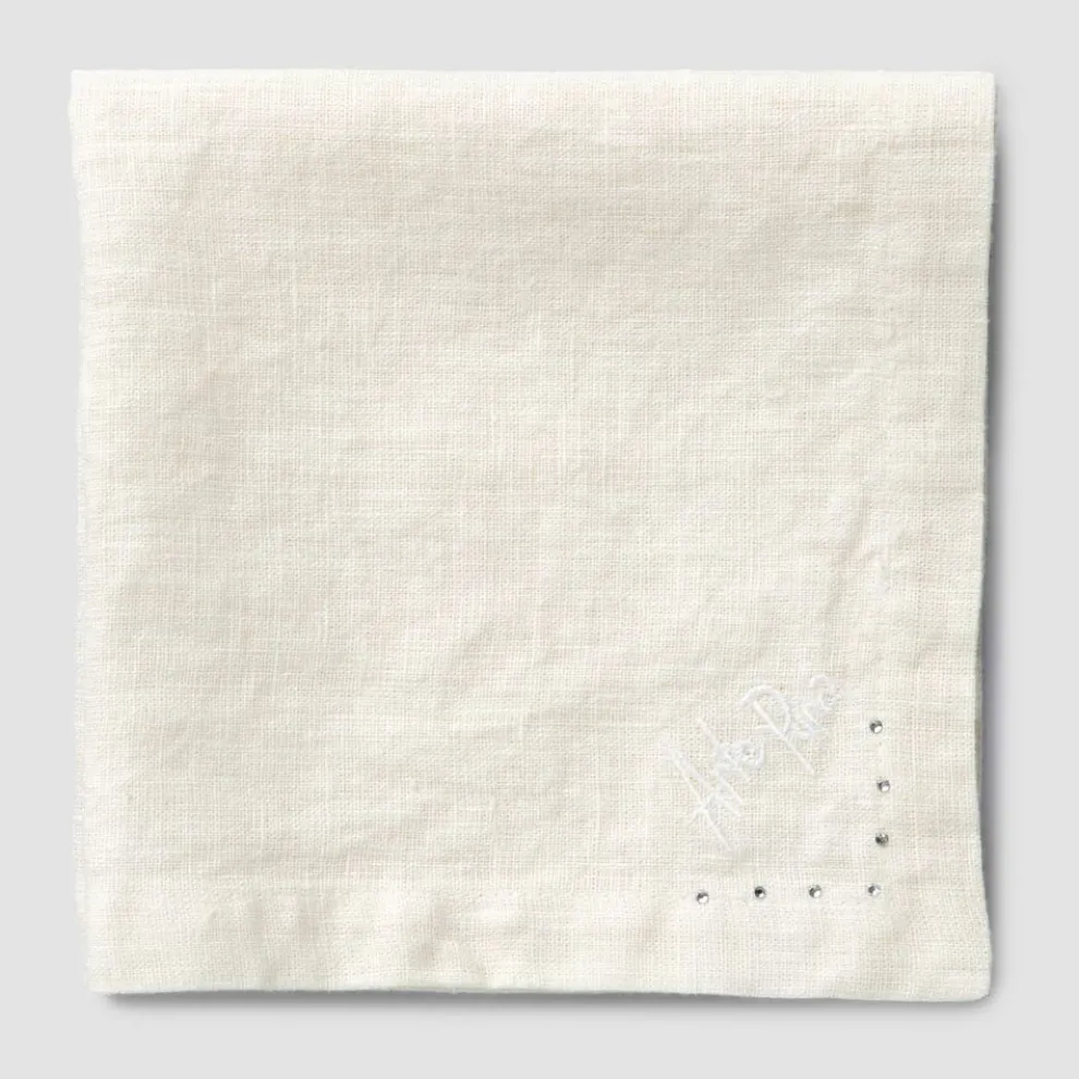 Leinenservietten mit schwarzen oder Butterkristallen, 6 Stück italienischer Luxus - kostbar