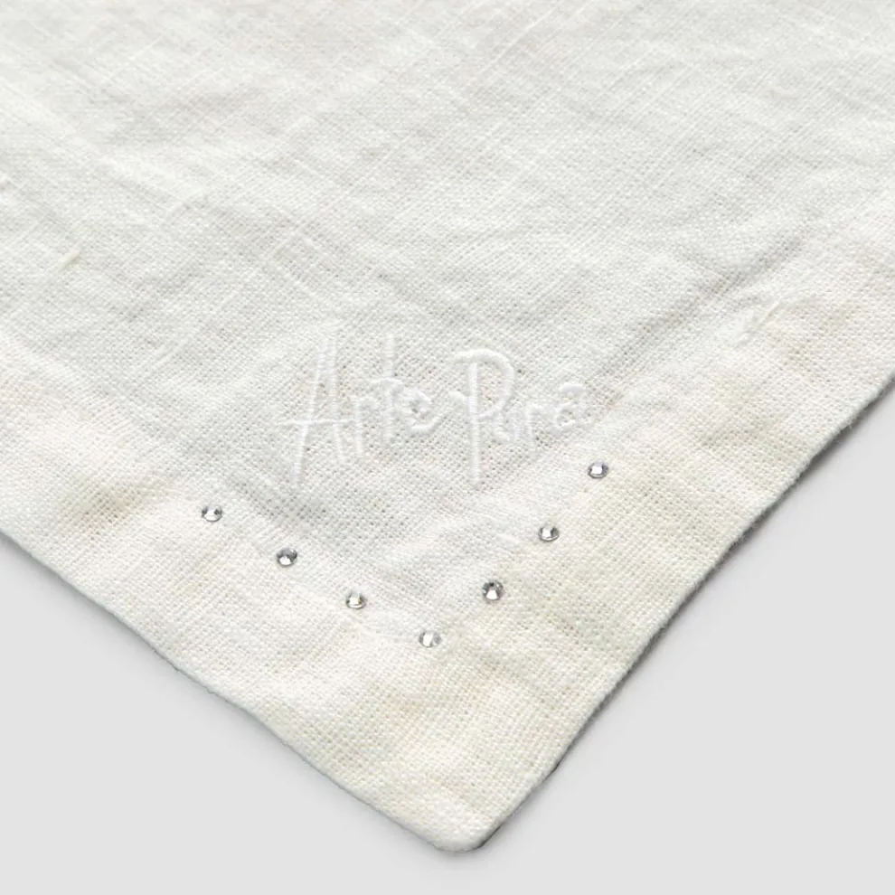 Leinenservietten mit schwarzen oder Butterkristallen, 6 Stück italienischer Luxus - kostbar