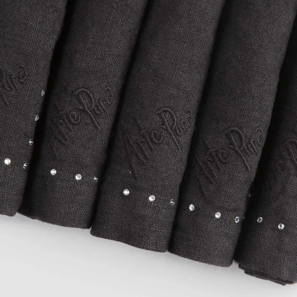 Leinenservietten mit schwarzen oder Butterkristallen, 6 Stück italienischer Luxus - kostbar