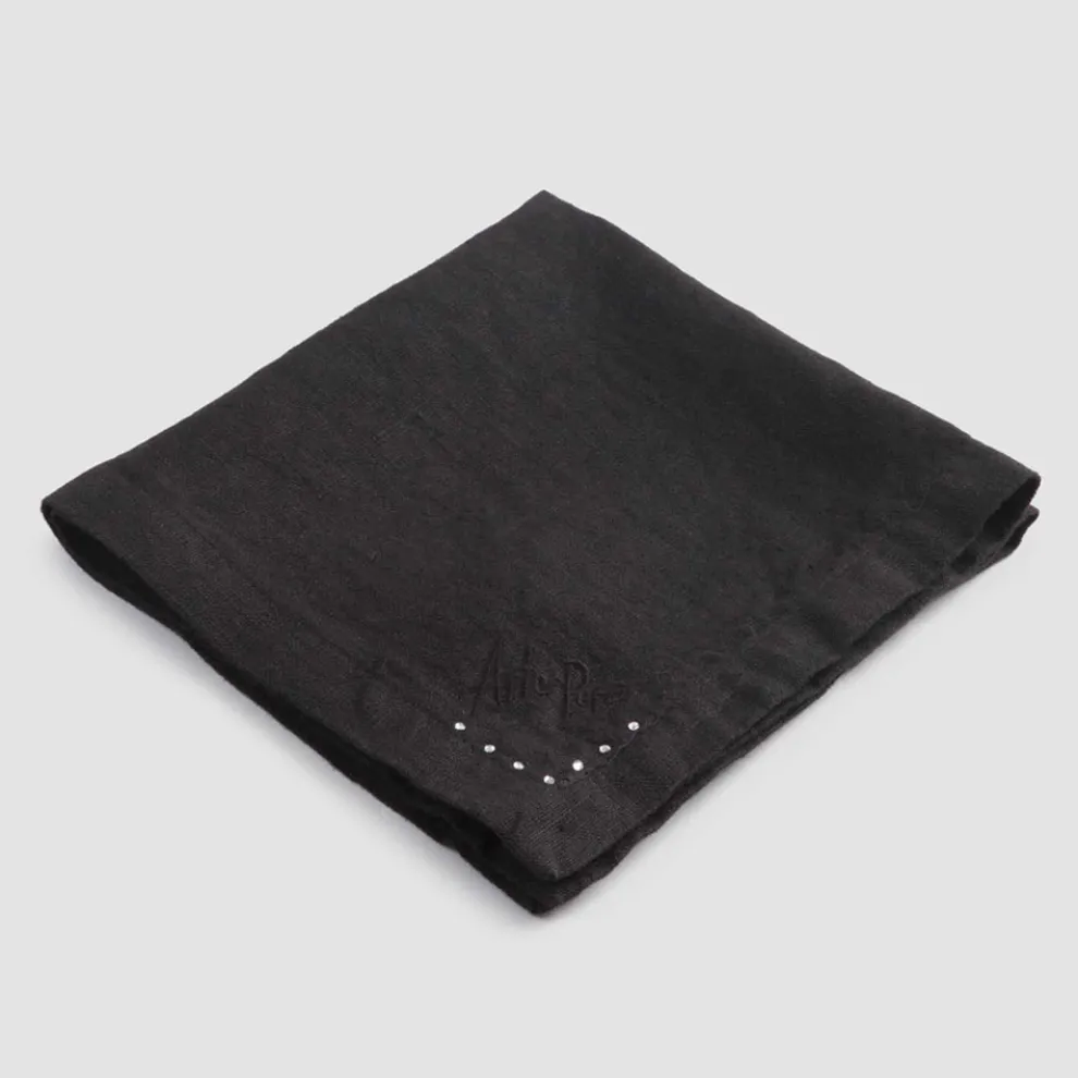 Leinenservietten mit schwarzen oder Butterkristallen, 6 Stück italienischer Luxus - kostbar