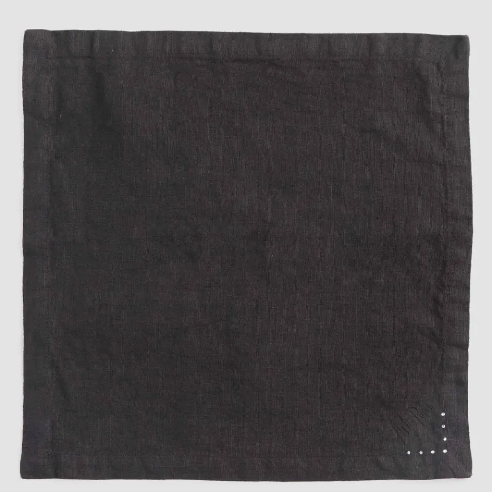 Leinenservietten mit schwarzen oder Butterkristallen, 6 Stück italienischer Luxus - kostbar