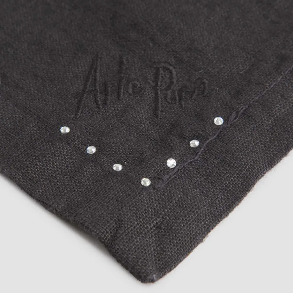 Leinenservietten mit schwarzen oder Butterkristallen, 6 Stück italienischer Luxus - kostbar