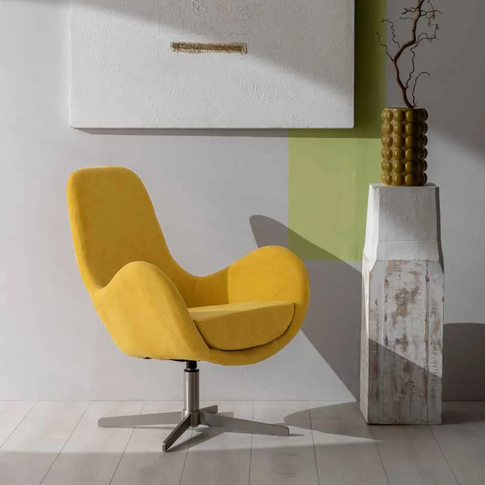 Drehsessel mit Metallgestell und Stoffsitz – Sereno