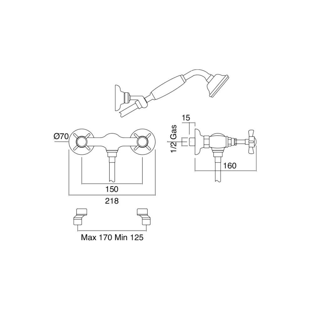 Duschgruppe im Vintage-Design aus Messing, hergestellt in Italien – Katerina