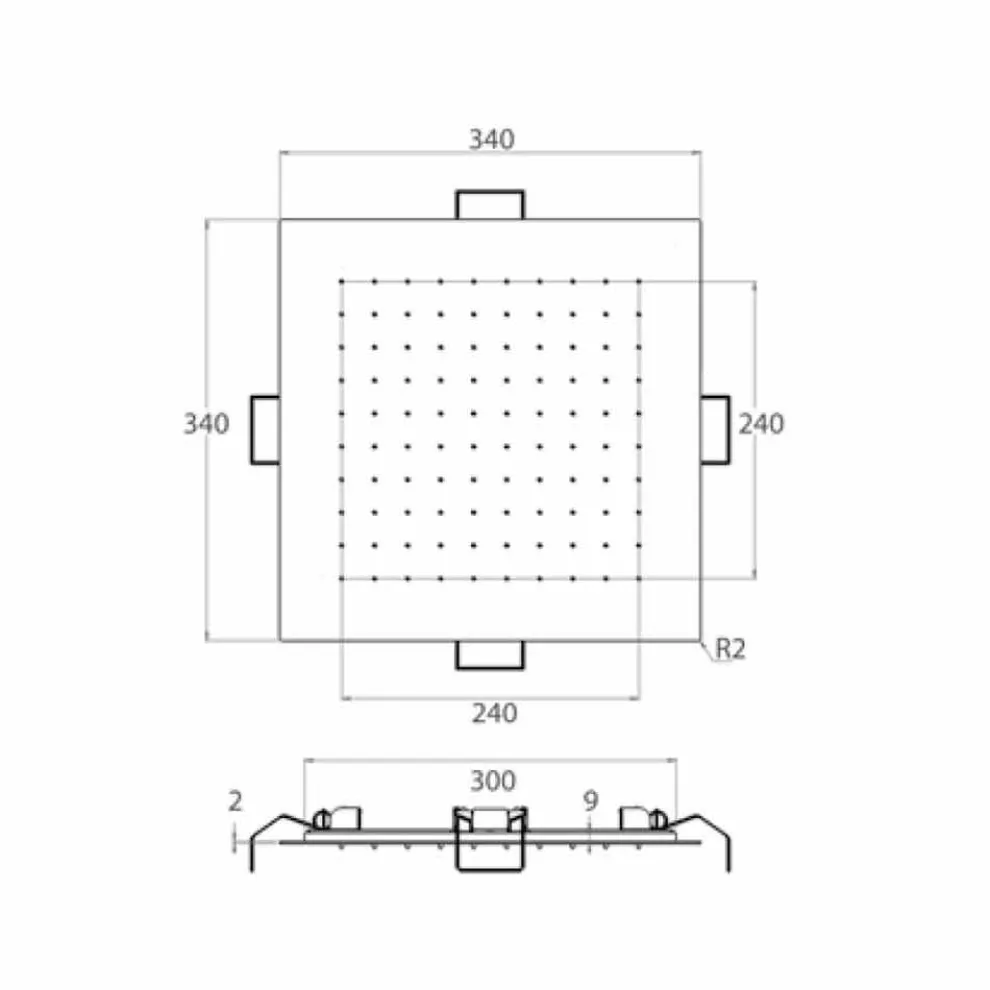 Duschkopf mit quadratischer Decke aus Stahl Made in Italy - Stärke
