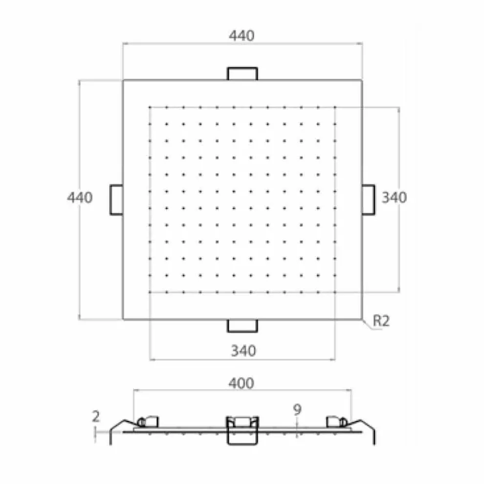 Duschkopf mit quadratischer Decke aus Stahl Made in Italy - Stärke