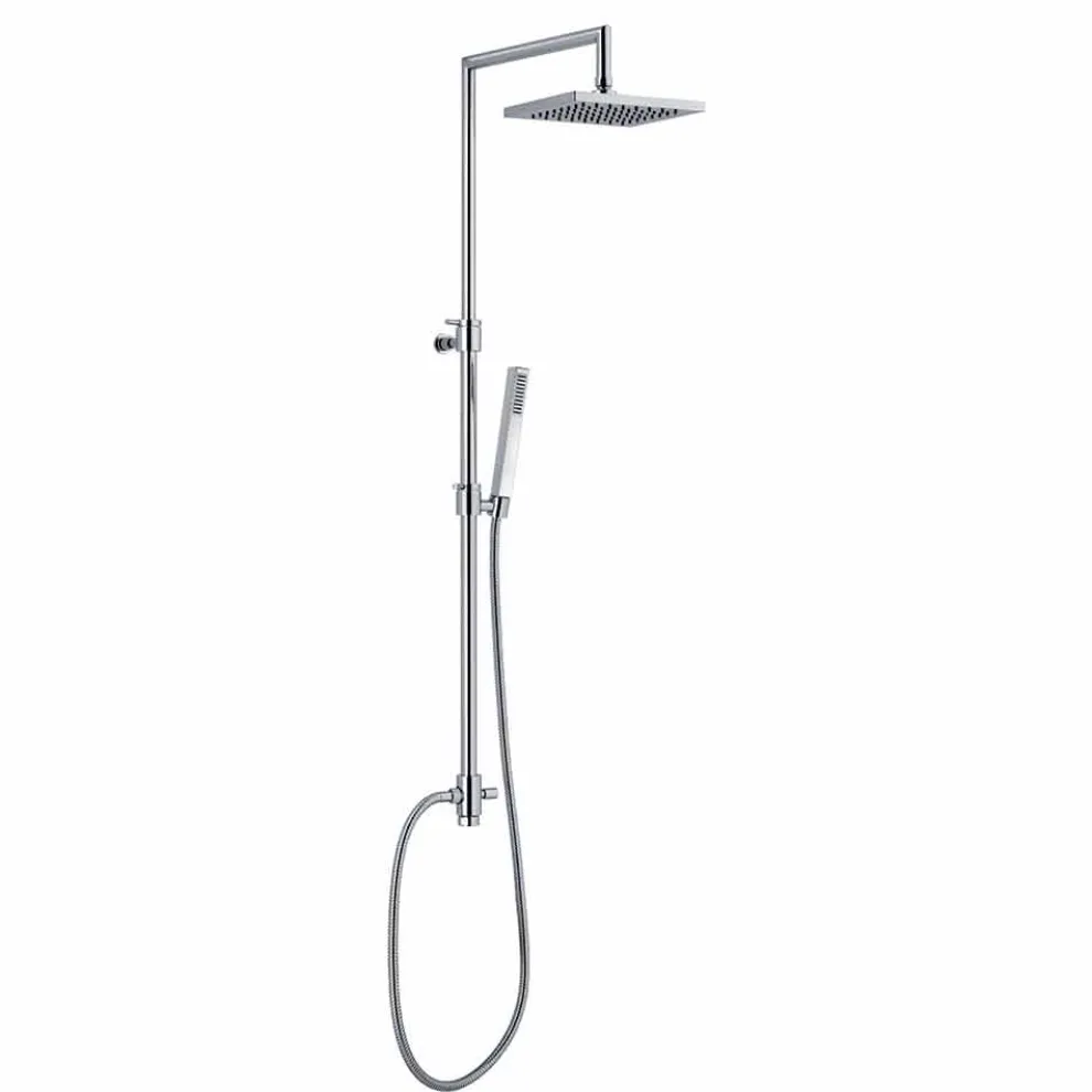 Duschsäule aus verchromtem Messing mit Duschkopf und flexiblem Schlauch Made in Italy - Cunio