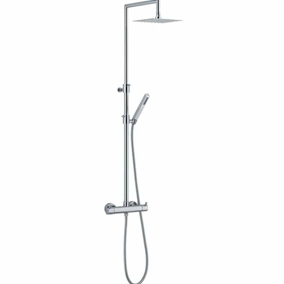 Duschsäule aus verchromtem Messing mit flexiblem Schlauch und Handbrause made in Italy - Griso