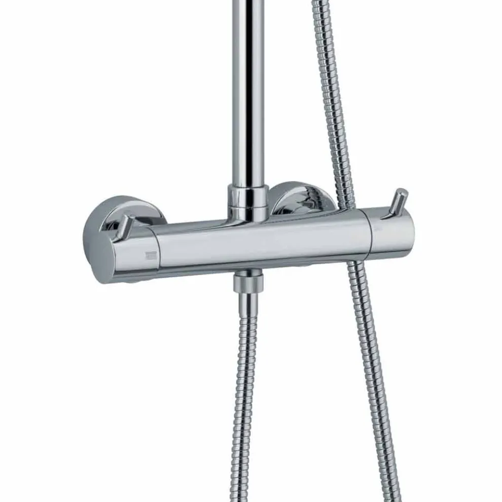 Duschsäule aus verchromtem Messing mit flexiblem Schlauch und Handbrause made in Italy - Griso