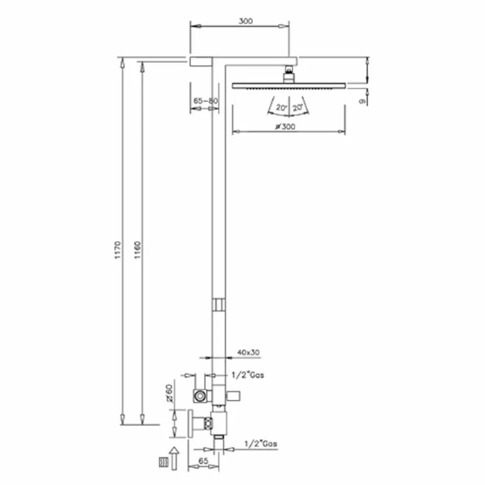Duschsäule aus verchromtem Messing mit Duschkopf aus Stahl Made in Italy - Marlo