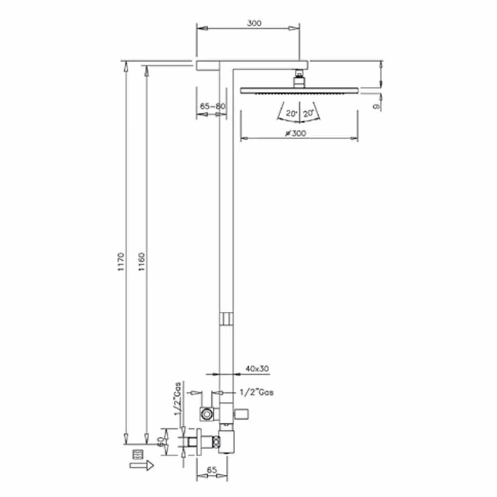 Duschsäule aus verchromtem Messing mit Duschkopf aus Stahl Made in Italy - Marlo