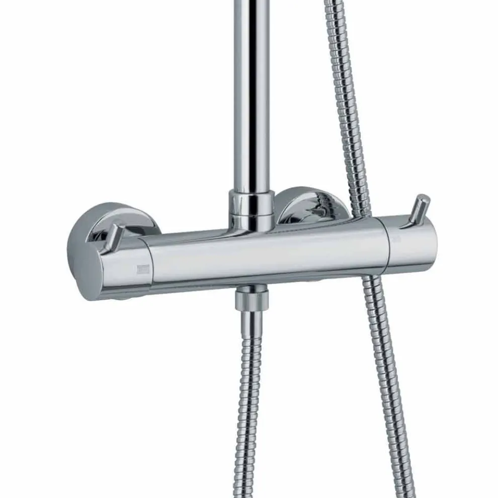 Duschsäule aus verchromtem Messing mit rundem Duschkopf Made in Italy - Griso