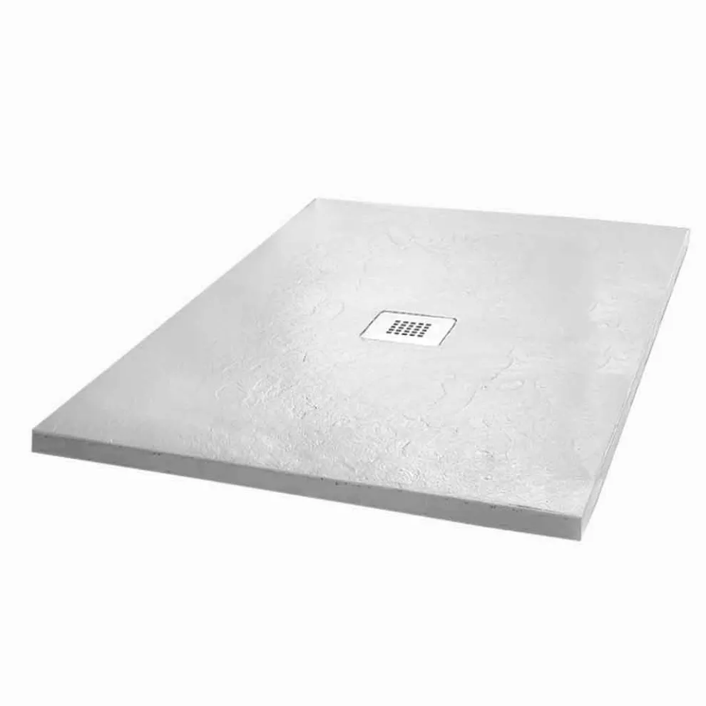 Duschwanne 100x70 in Weiß Resin Slate Effect Finish - Sommo