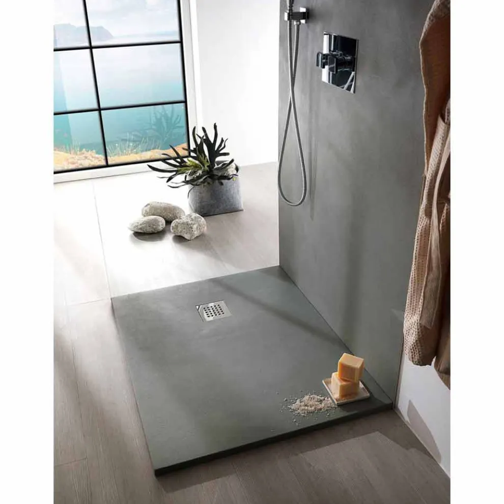 Duschwanne 120x90 Modernes Design in Resin Concrete Effect Finish - Cupio