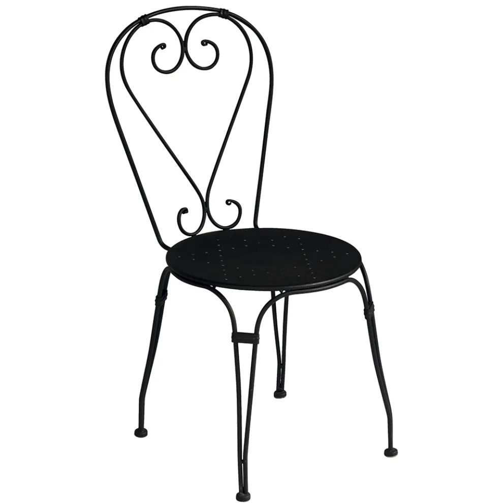 Gartenstuhl aus schwarz lackiertem Eisen mit stapelbarer Struktur - Nacim