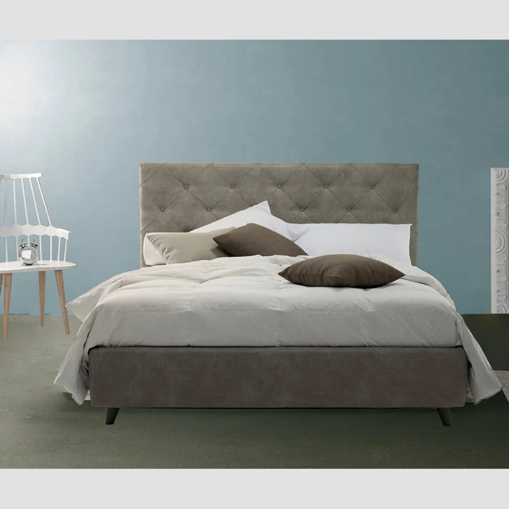 Gepolstertes Luxus-Doppelbett mit Aufbewahrungsbox Made in Italy - Zerrissen