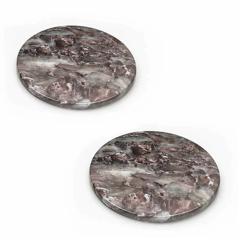 Moderne Untersetzer aus farbigem Marmor Made in Italy, 2 Stück - Nessa