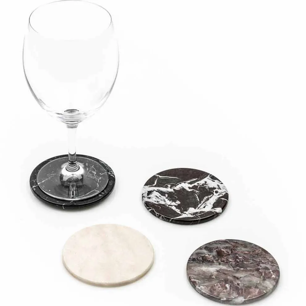 Moderne Untersetzer aus farbigem Marmor Made in Italy, 2 Stück - Nessa