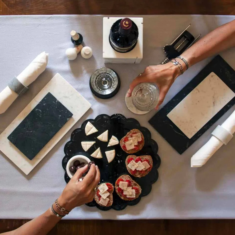 Moderne Untersetzer aus farbigem Marmor Made in Italy, 2 Stück - Nessa