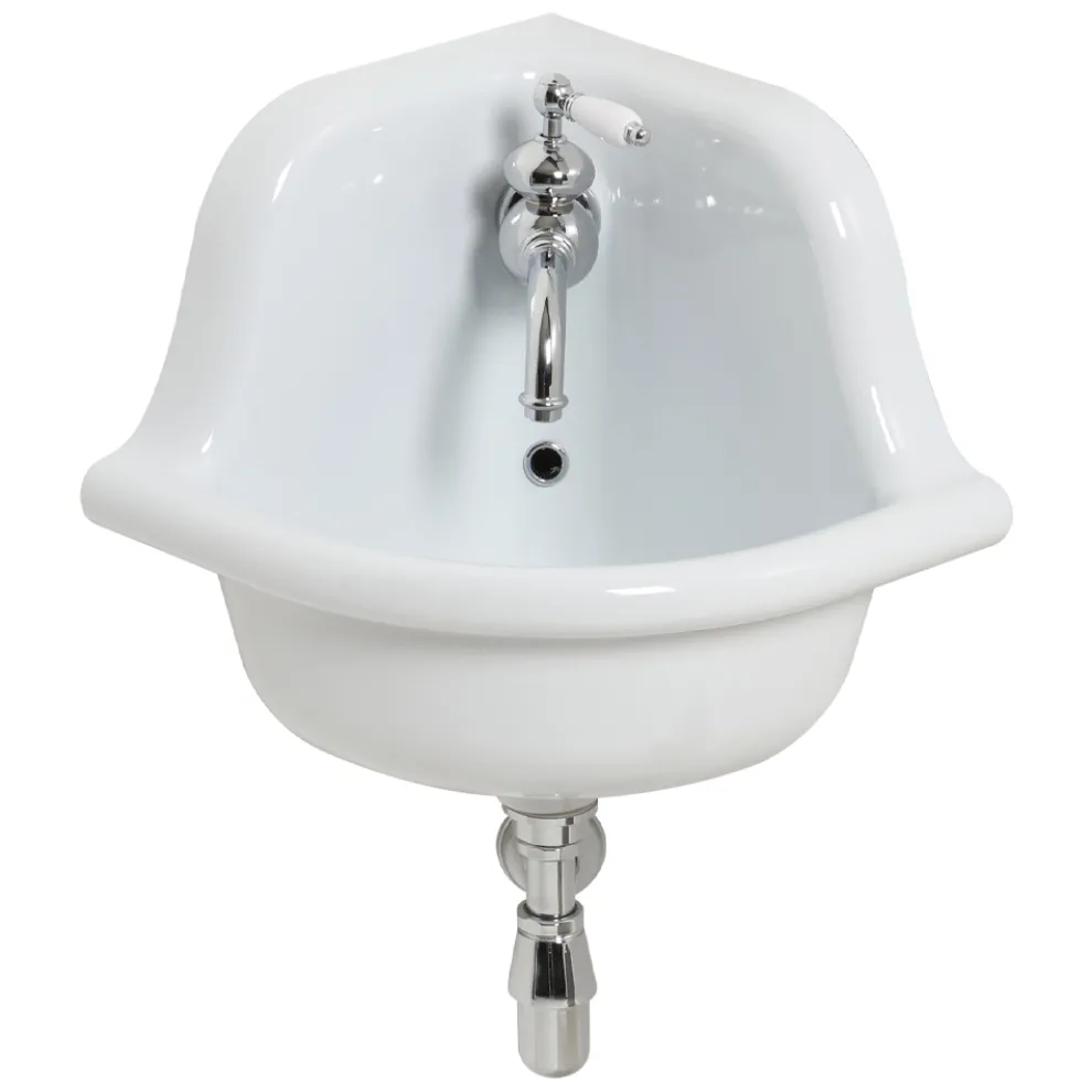 Eckiges Wandwaschbecken aus farbiger Vintage Keramik 42 cm - Angelino