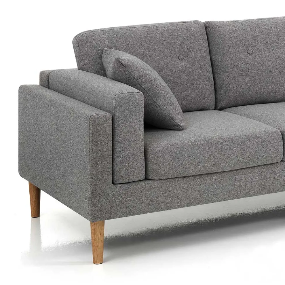 Ecksofa aus Stoff und Holz – Germanium