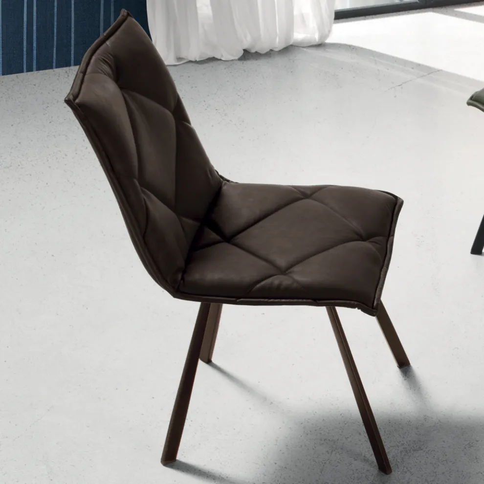 Ecoleather Esszimmerstuhl mit Metallstruktur 2 Stück - Riccarda