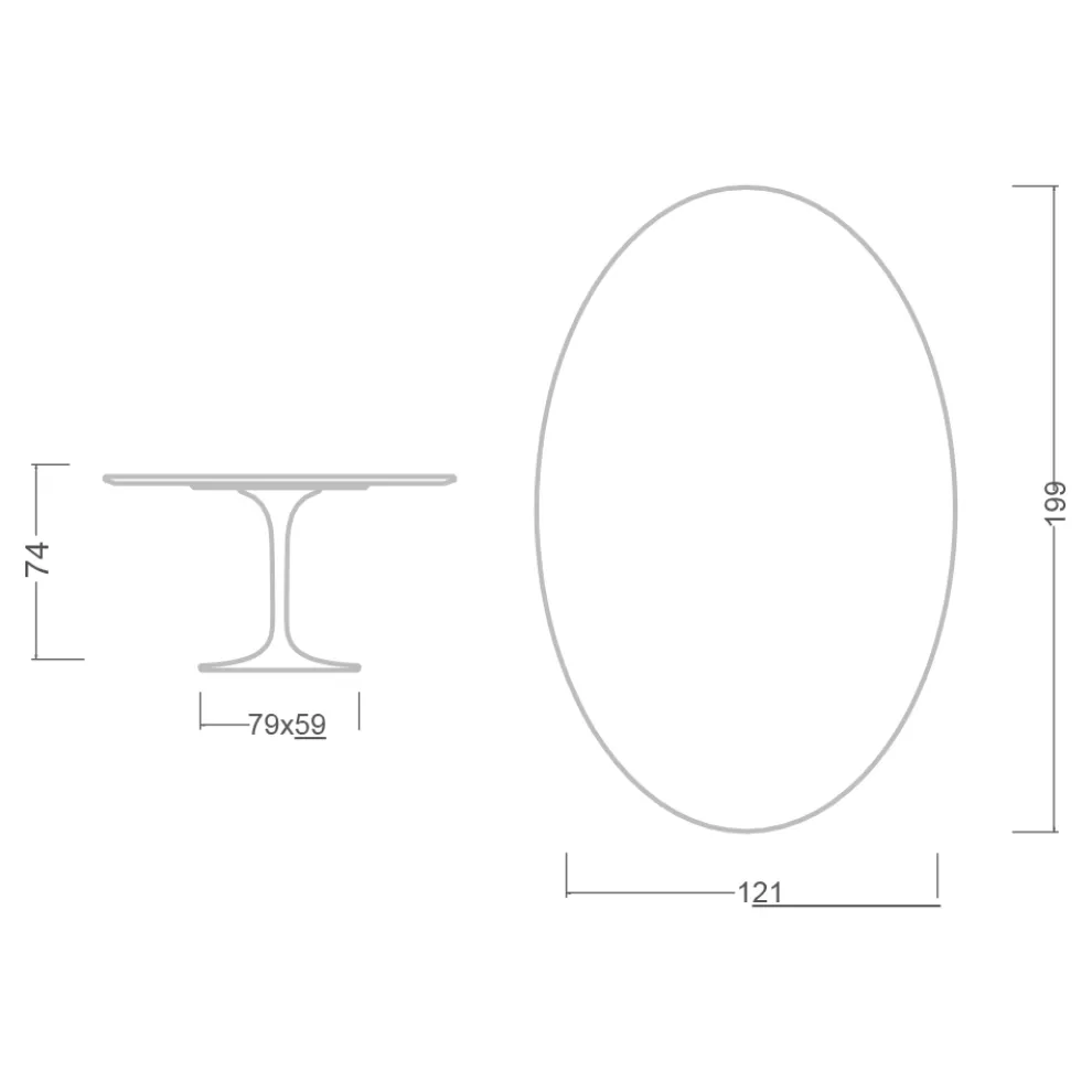 Eero Saarinen H 74 Ovaler Tulpentisch aus grünem Alpi-Marmor Made in Italy - Scharlachrot