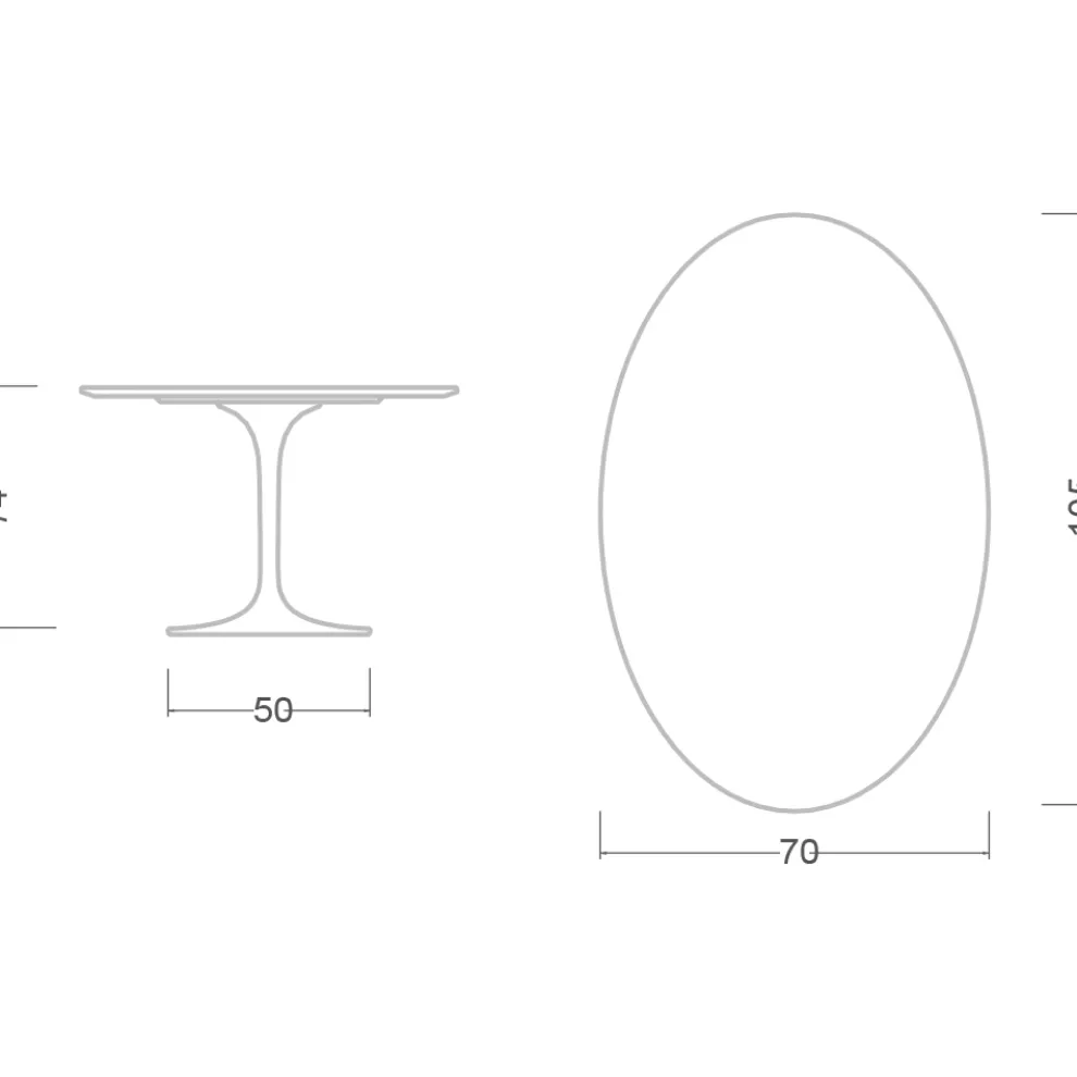 Eero Saarinen H 74 Oval Tulip Tisch aus weißem Flüssiglaminat Made in Italy - Scharlachrot