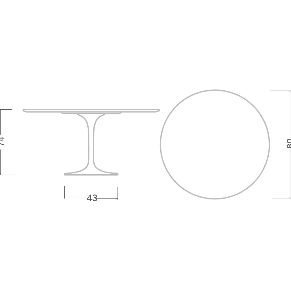 Eero Saarinen H 74 Runder Tulpentisch aus schwarzem Flüssiglaminat Made in Italy - Scharlachrot