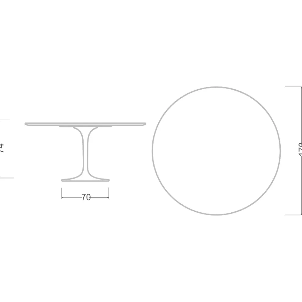 Eero Saarinen H 74 Tulip Tisch in Gold Calacatta Marmor Made in Italy - Scharlachrot