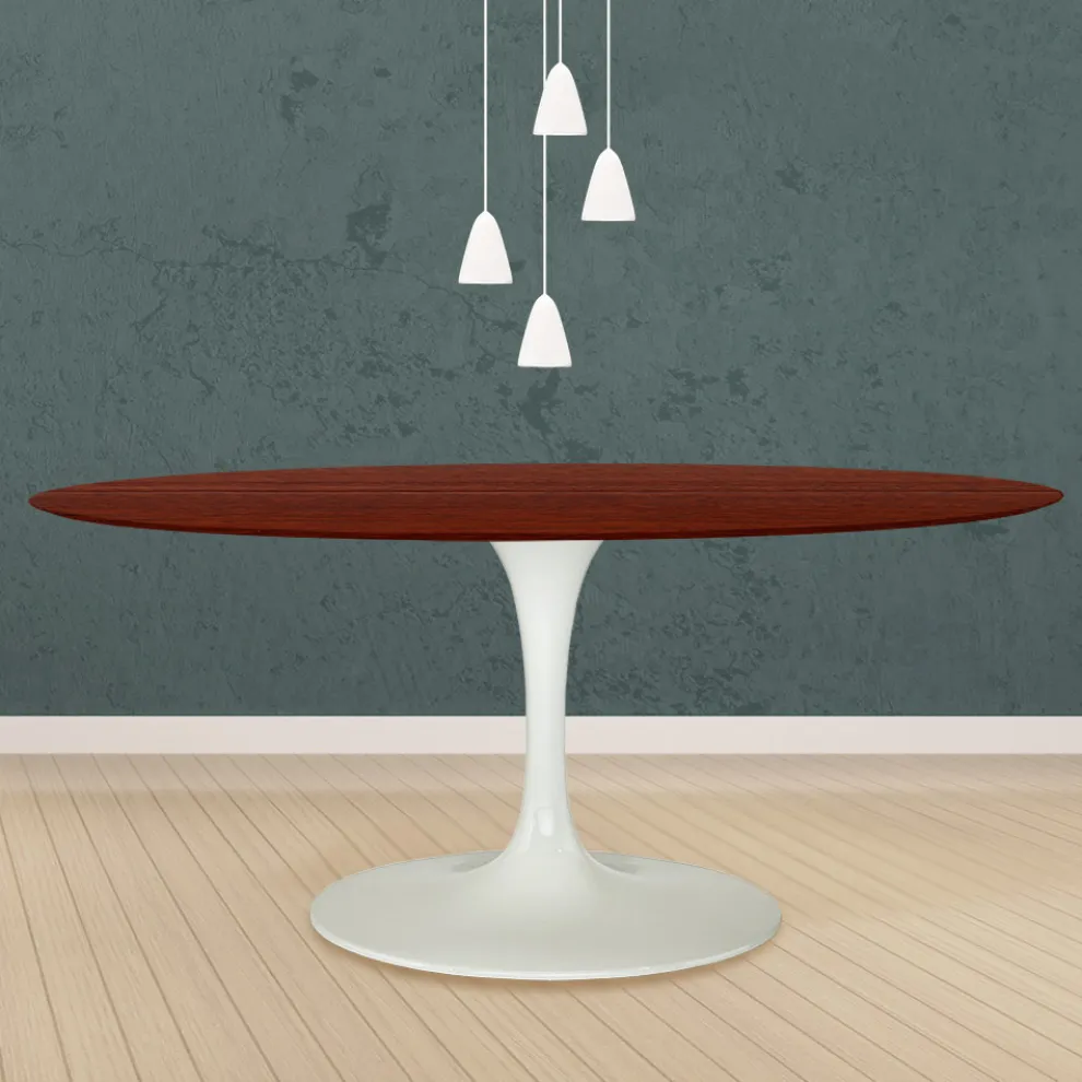 Eero Saarinen Tulip Tisch H 74 Oval in Palisander gebeizt Eiche Made in Italy - Scharlachrot