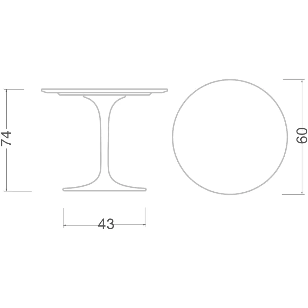 Eero Saarinen Tulip Tisch H 74 Rund aus dunklem Emperador-Marmor Made in Italy - Scharlachrot