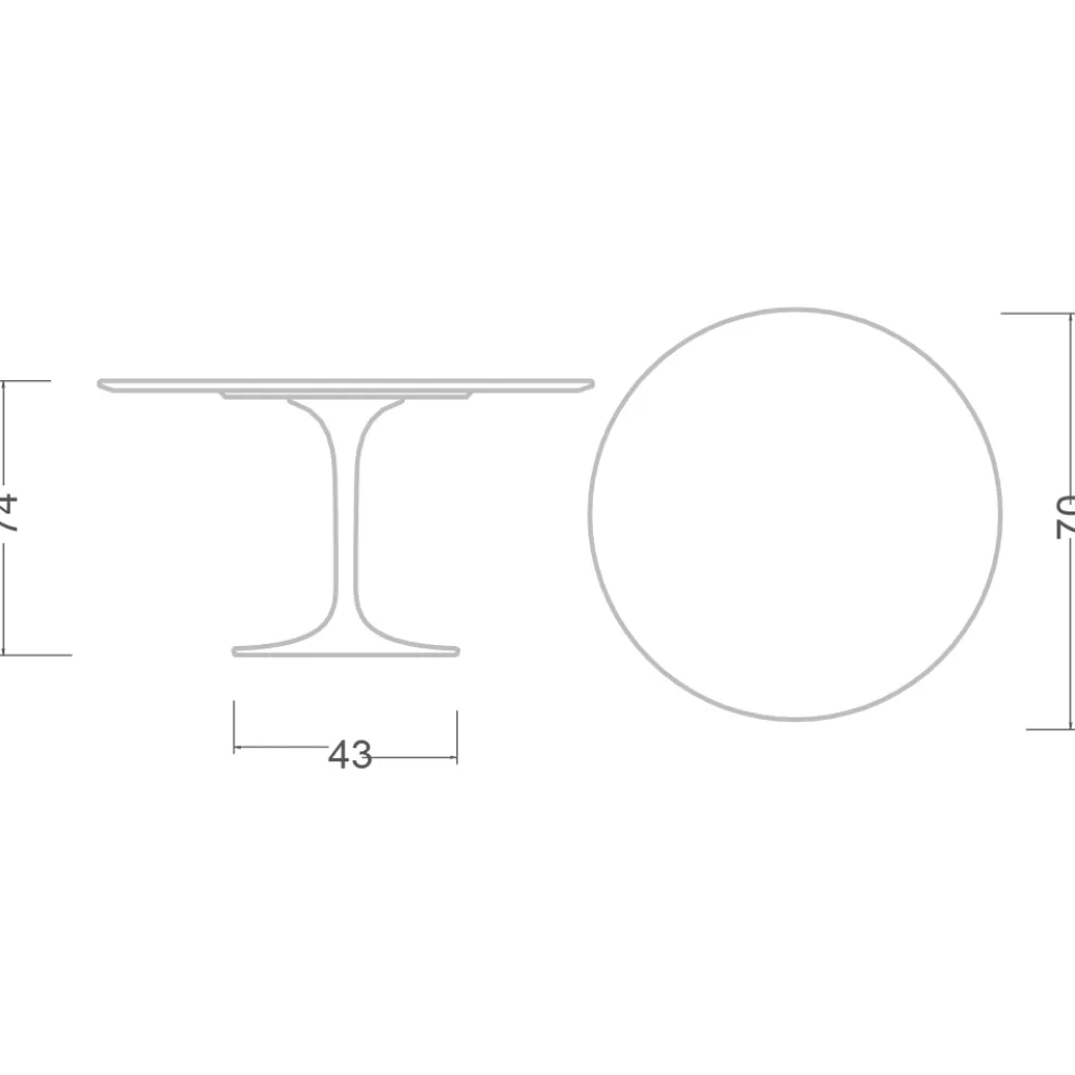Eero Saarinen Tulip Tisch H 74 Rund aus dunklem Emperador-Marmor Made in Italy - Scharlachrot