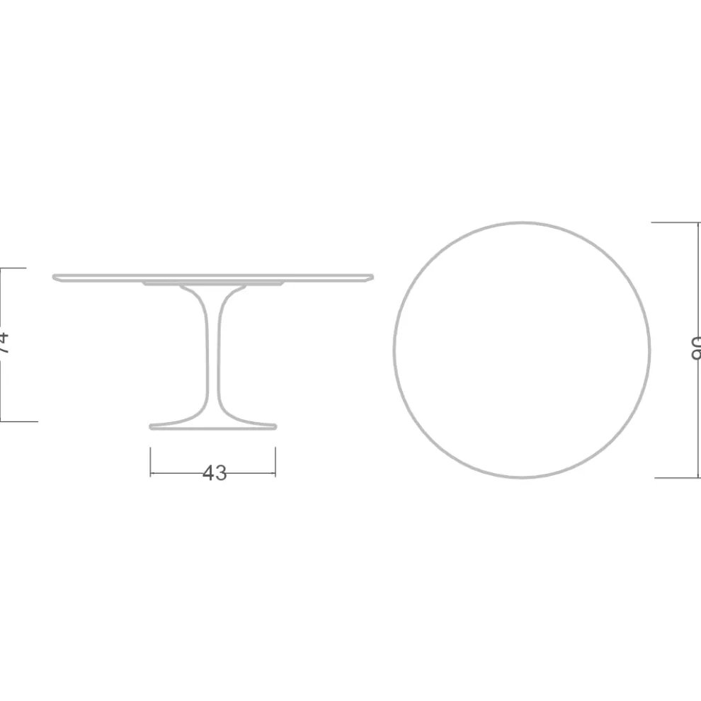 Eero Saarinen Tulip Tisch H 74 Rund aus dunklem Emperador-Marmor Made in Italy - Scharlachrot
