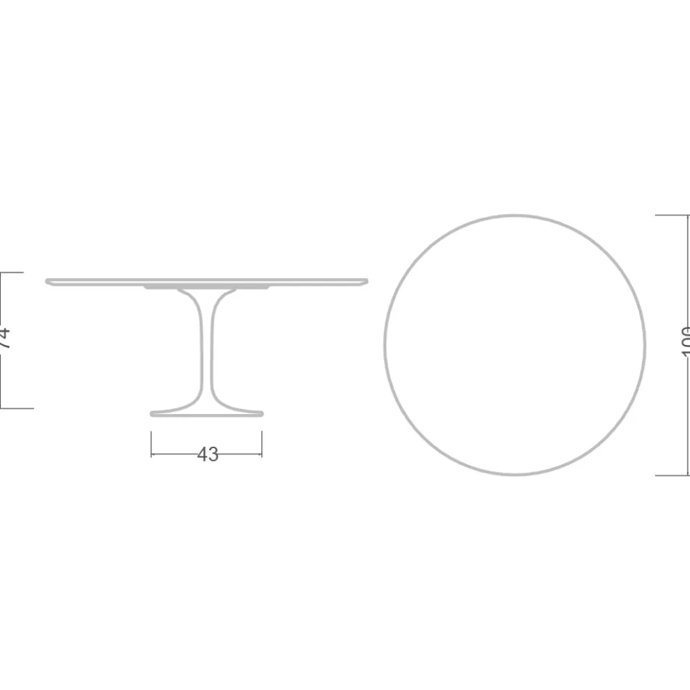 Eero Saarinen Tulip Tisch H 74 Rund aus dunklem Emperador-Marmor Made in Italy - Scharlachrot