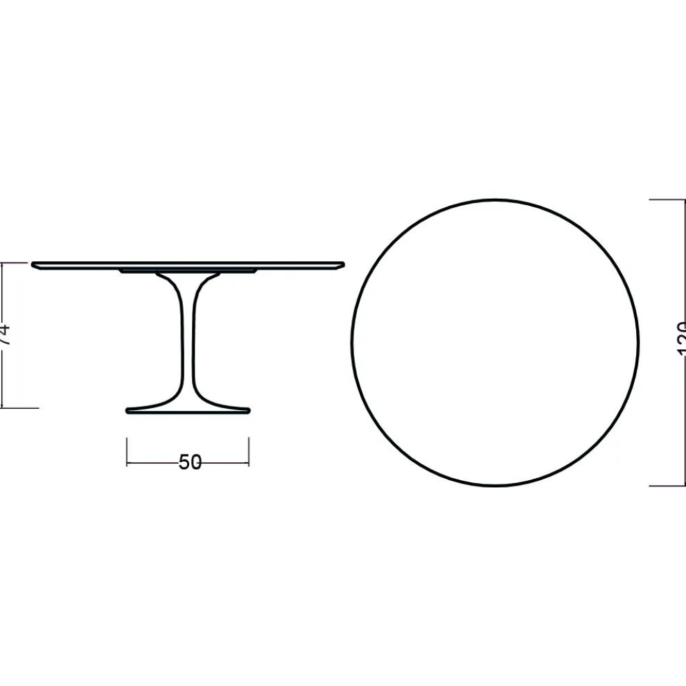 Eero Saarinen Tulip Tisch H 74 Rund in Eiche dunkel Nussbaum gebeizt Made in Italy - Scharlachrot