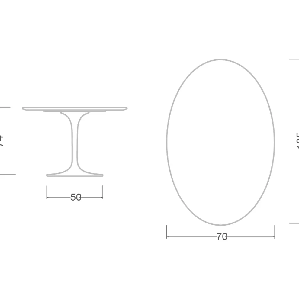 Eero Saarinen Tulpentisch H 74 mit ovaler Platte aus Arabescato-Marmor Made in Italy - Scharlachrot