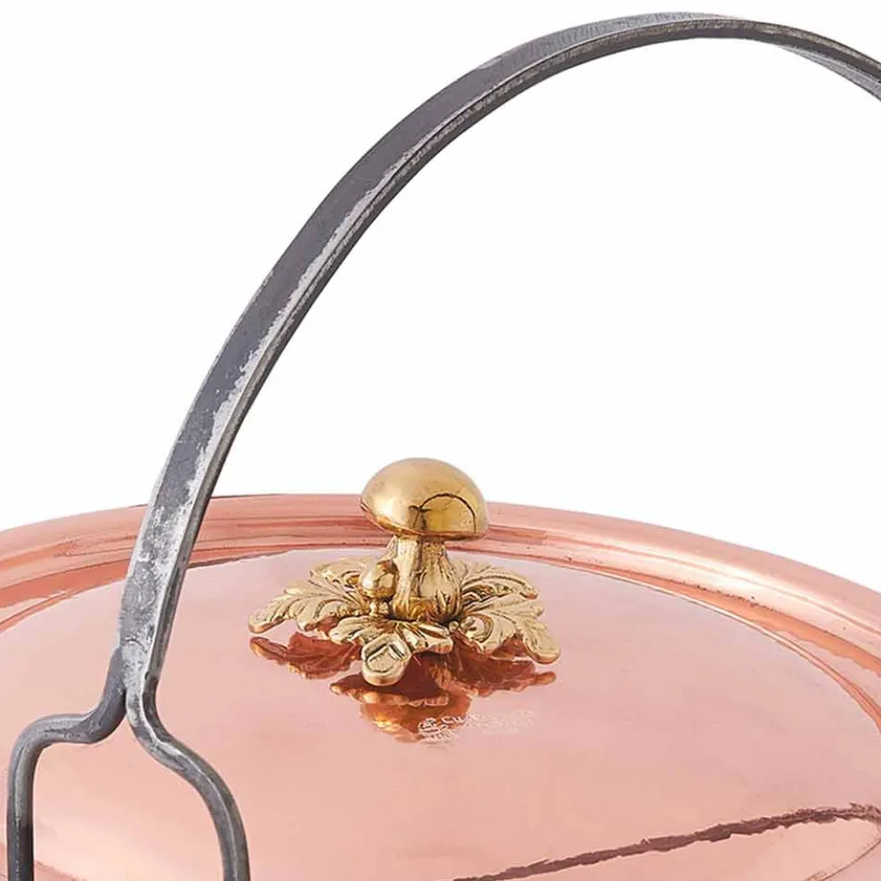 Handverzinnte Kupferkasserolle, Deckel und gewölbter Griff 26 cm - MariaG