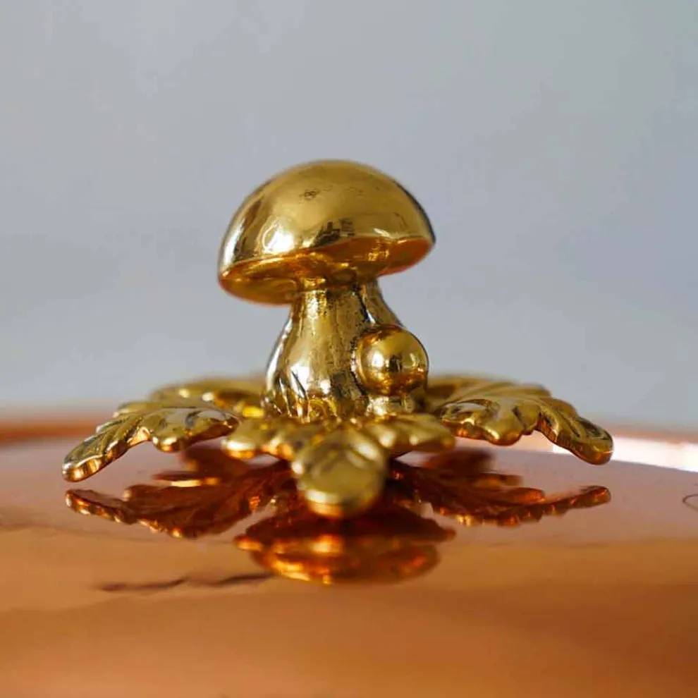 Handverzinnte Kupferkasserolle, Deckel und gewölbter Griff 26 cm - MariaG