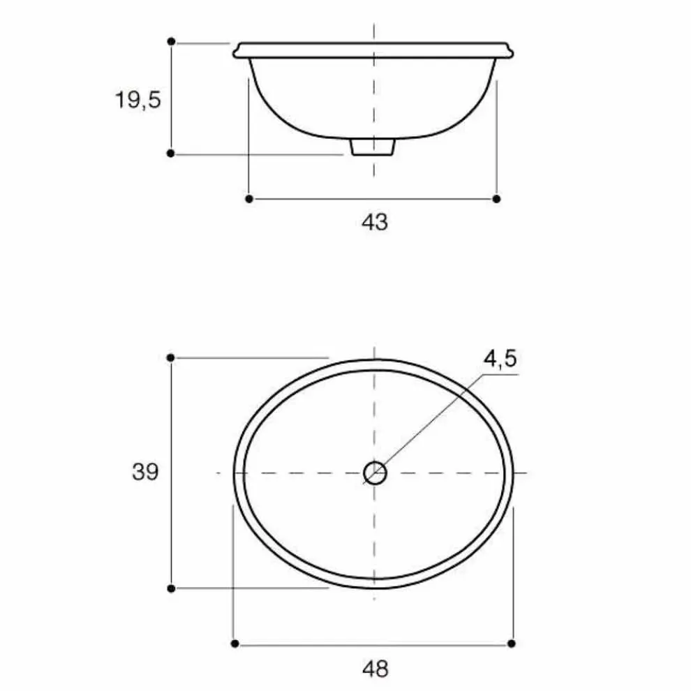 Einbauwaschbecken rund aus Fire Clay und 24k Gold made in Italy, Otis