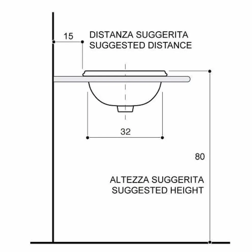 Einbauwaschbecken rund aus Fire Clay und 24k Gold made in Italy, Otis
