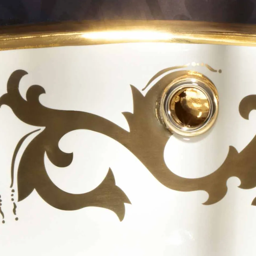 Einbauwaschbecken Deko aus Fire Clay und 24k Gold handgemacht, Otis