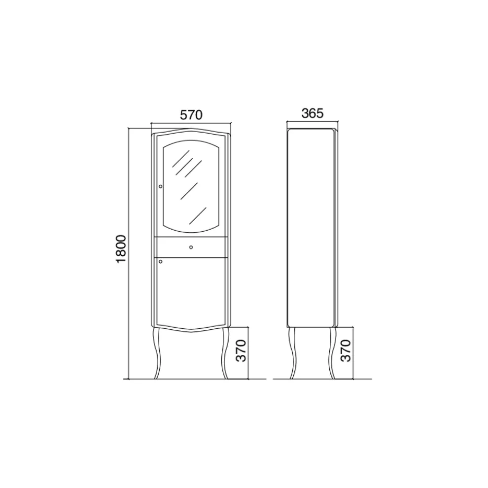 Einfarbige Vitrine mit internen Glasböden, hergestellt in Italien – Candy