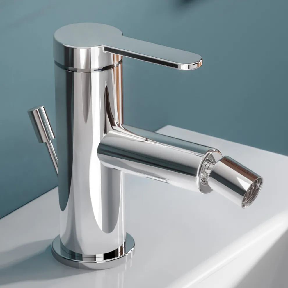 Einhebel-Bidetmischer mit flachem Design aus verchromtem Messing - Agenore