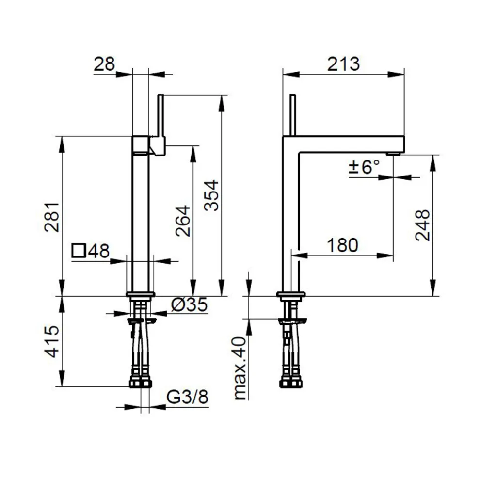 Einhebel-Waschtischmischer aus verchromtem Messing - Erik