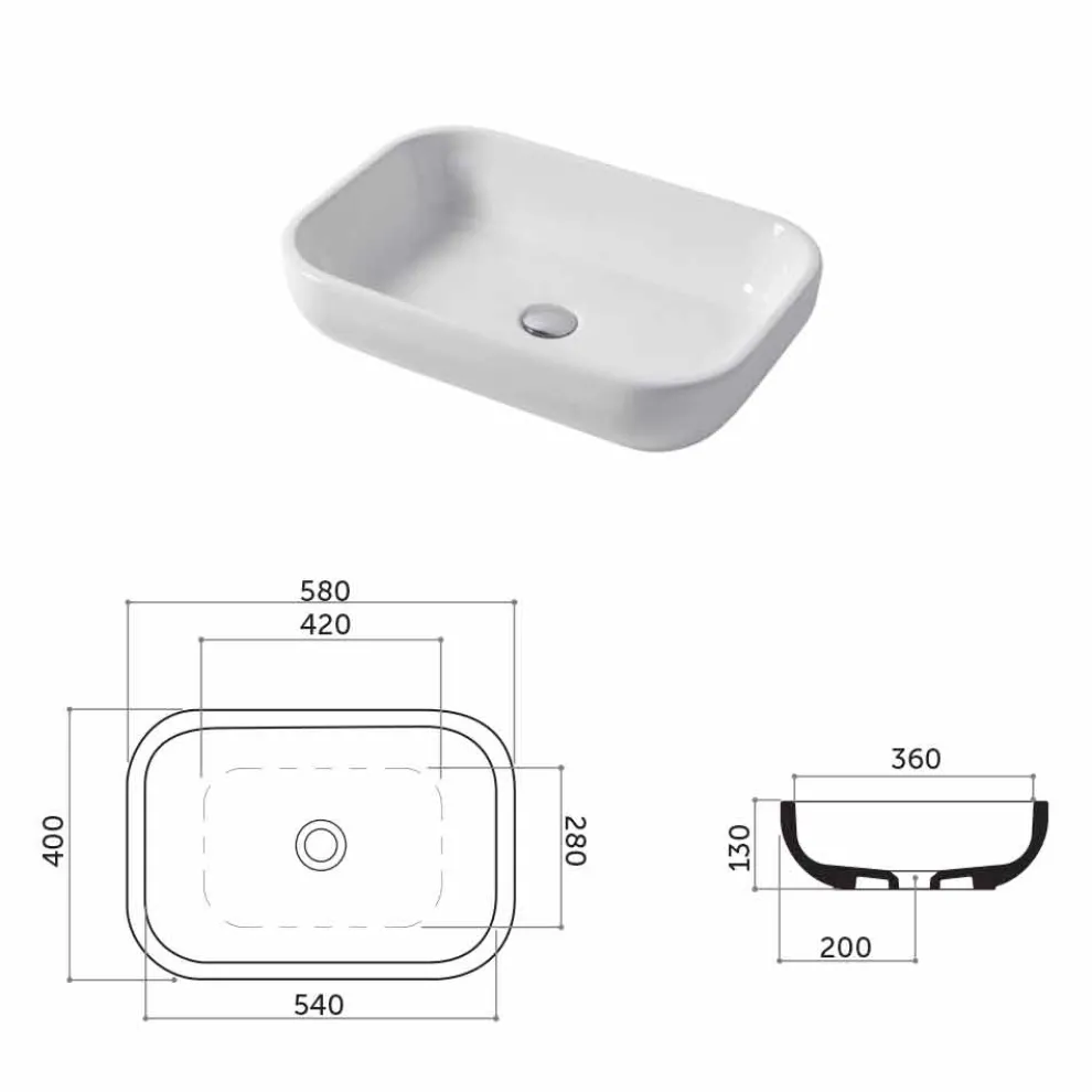 Einloch-Waschtisch oder Wandwaschbecken aus Keramik Riardo