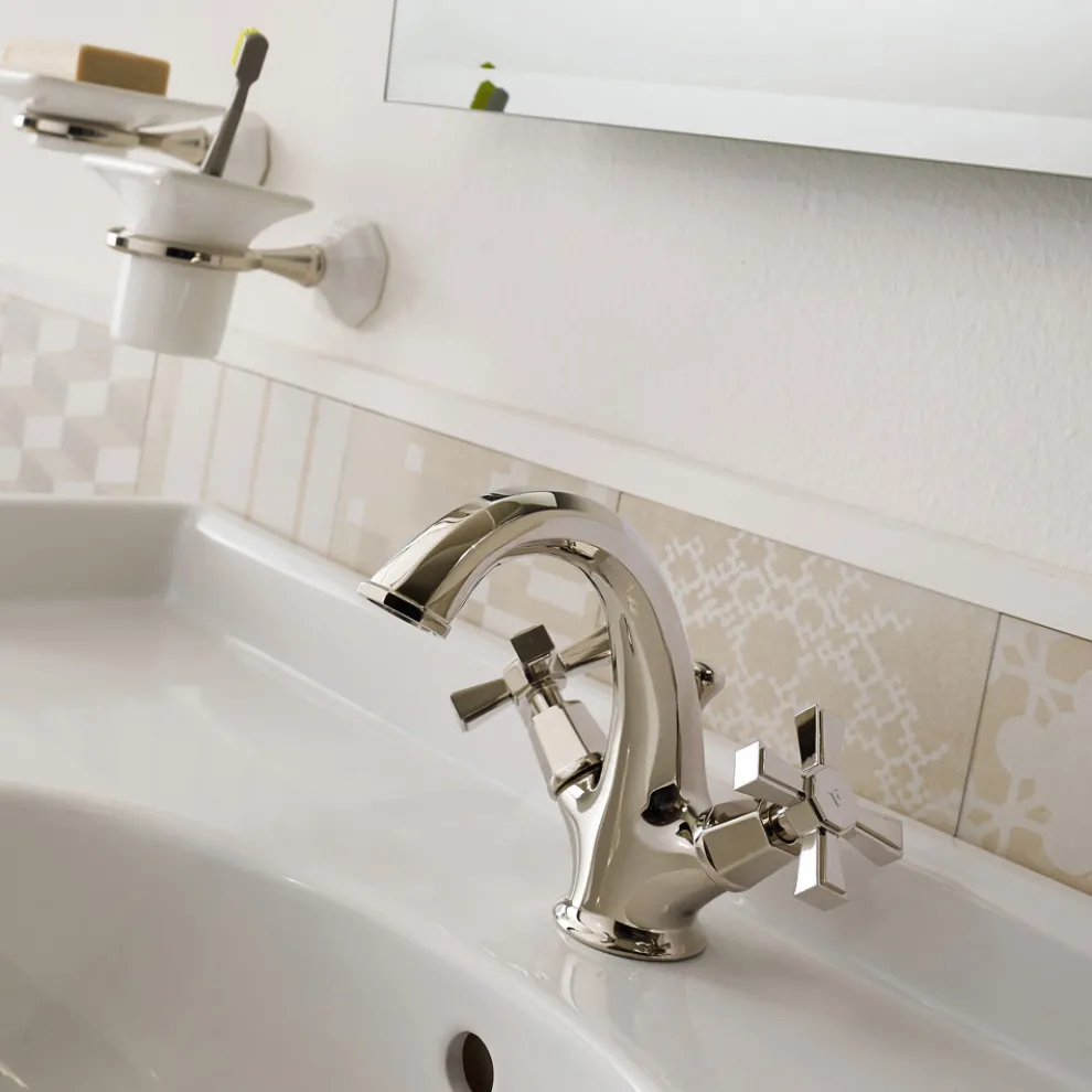 Einloch-Waschtischmischer im Vintage-Design aus Messing Made in Italy - Silvana