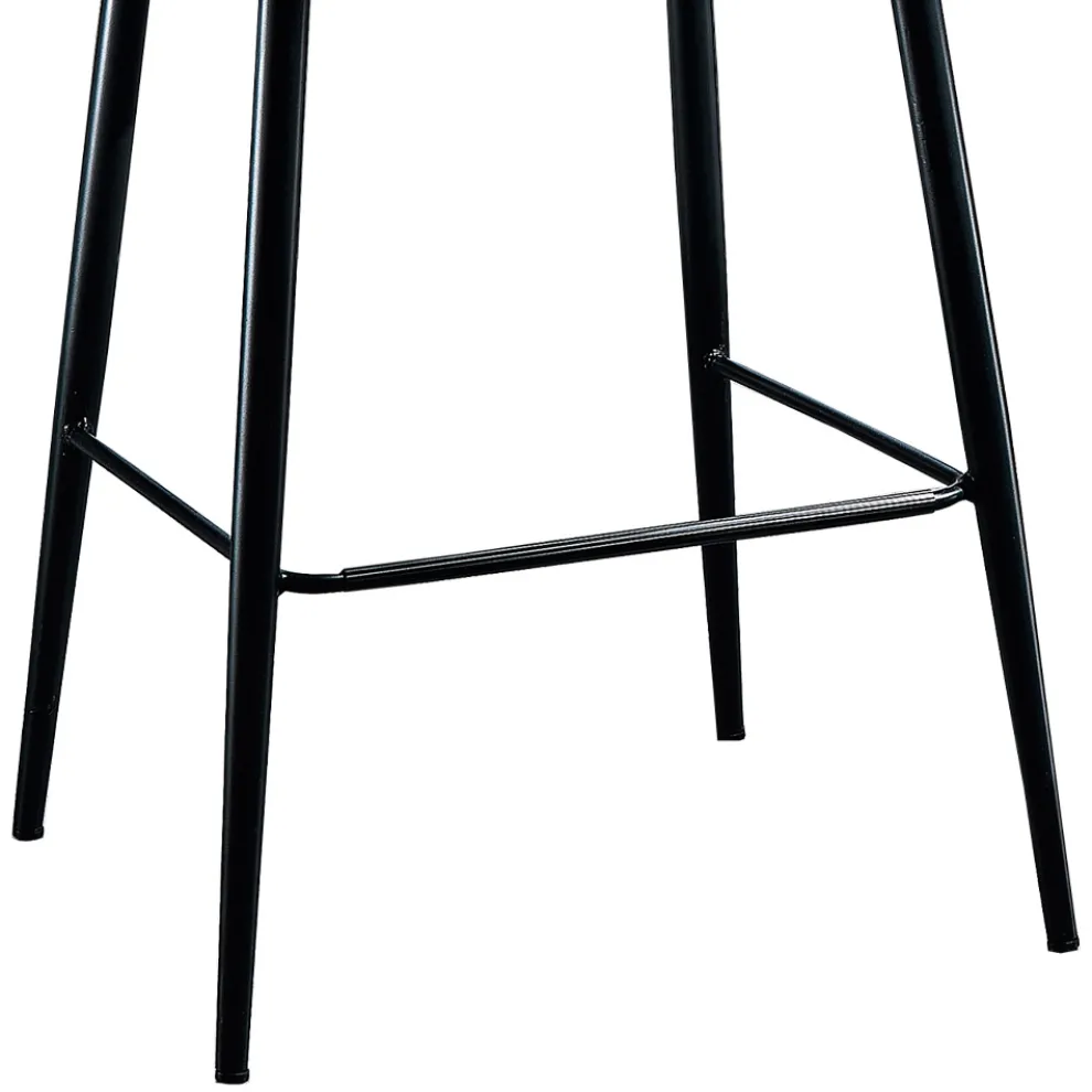 Eleganter Hocker aus farbigem gestepptem Samt und anthrazitfarbenem Metall - Scarat